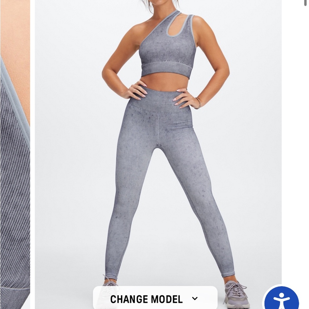 Fabletics Christa Asymmetric Low Impact Sports Bra and leggings bundle
